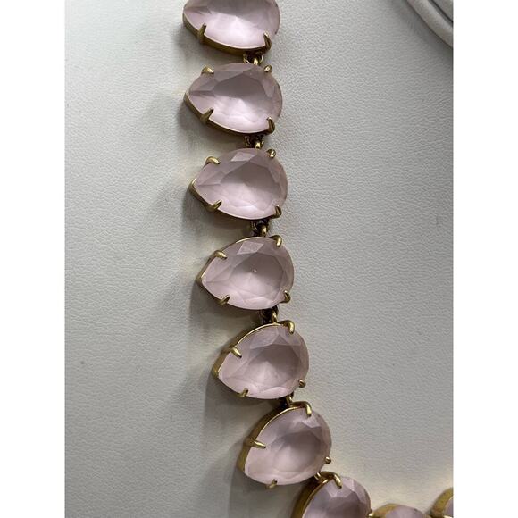 J. Crew Frosted Matte Satin Light Pink Teardrop Rhinestone Full Necklace - Picture 5 of 16